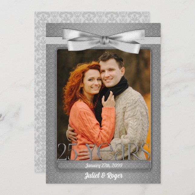 25th Silver Wedding Anniversary Photo Invitation (Front/Back)