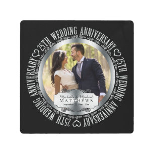 25th Silver Wedding Anniversary Photo Keepsake Metal Print