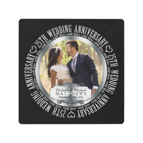 25th Silver Wedding Anniversary Photo Keepsake Metal Print