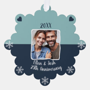25th Silver Wedding Anniversary Photo Keepsake Ornament Card