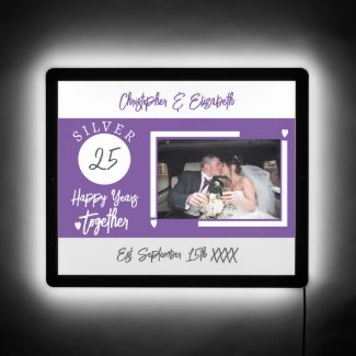25th Silver wedding anniversary photo purple grey