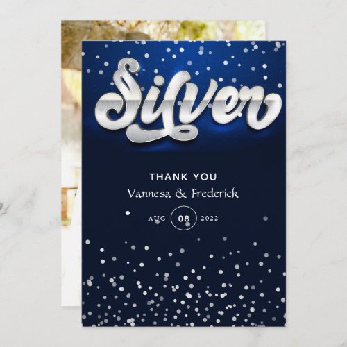 25th Silver Wedding Anniversary Photo Thank You Card