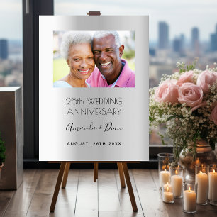 25th silver wedding anniversary photo welcome foam board