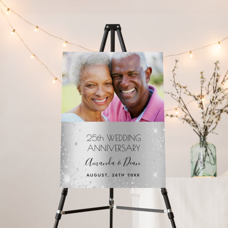 25th silver wedding anniversary photo welcome foam board | Zazzle