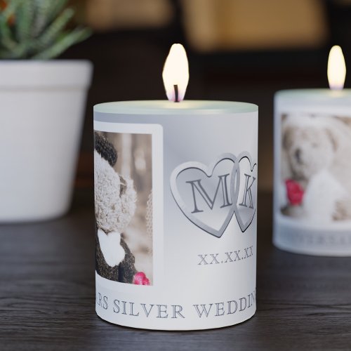 25th Silver Wedding Anniversary Pillar Candle