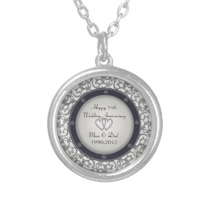 25th Silver Wedding Anniversary Plated Necklace