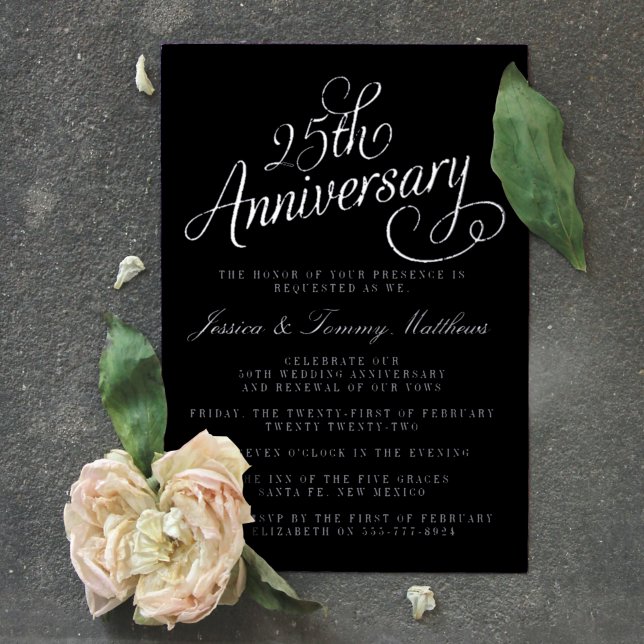25th Silver Wedding Anniversary Real Foil Invitation (Creator Uploaded)
