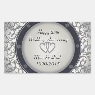 25th Silver Wedding Anniversary Rectangular Sticker