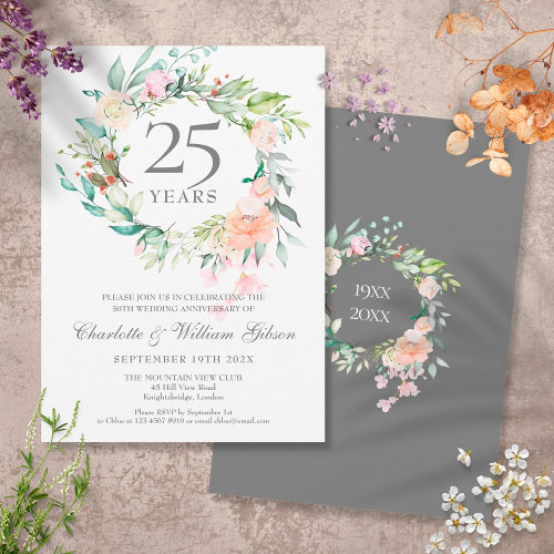 25th Silver Wedding Anniversary Roses Garland 