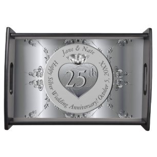 25th Silver Wedding Anniversary  Serving Tray