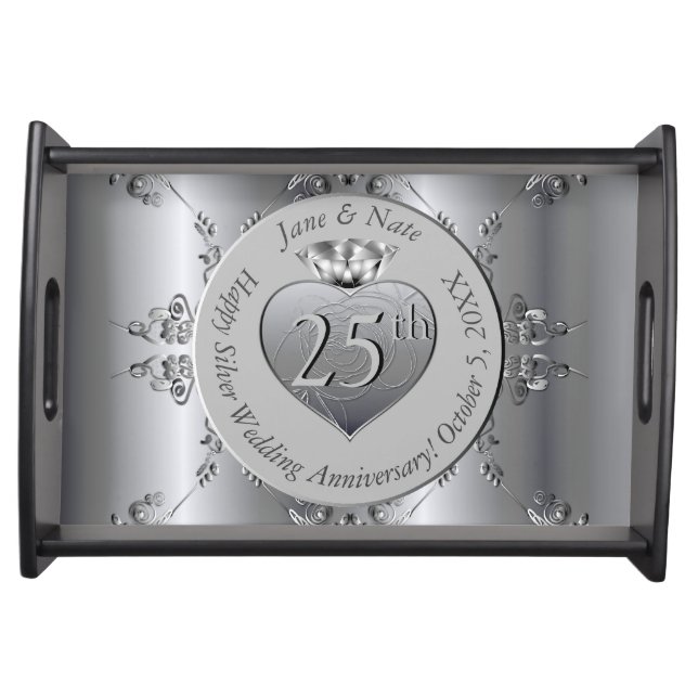 25th Silver Wedding Anniversary  Serving Tray (Front)