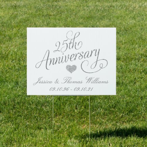 25th Silver Wedding Anniversary Sign