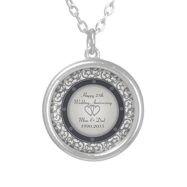 25th wedding anniversary silver necklace