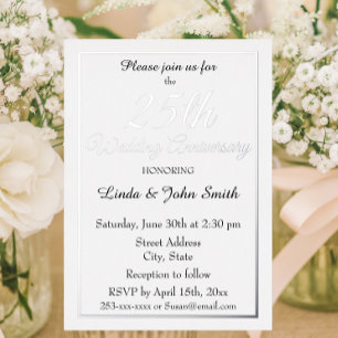 25th Silver Wedding Anniversary Simple Foil Invitation