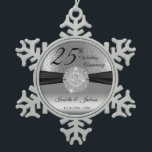 25th Silver Wedding Anniversary Snowflake Pewter Christmas Ornament<br><div class="desc">25th Silver Wedding Anniversary Ornament. A beautiful keepsake for the happily married couple celebrating any anniversary. ⭐This Product is 100% Customizable. *****Click on CUSTOMIZE BUTTON to add, delete, move, resize, changed around, rotate, etc... any of the graphics or text. 99% of my designs in my store are done in layers....</div>