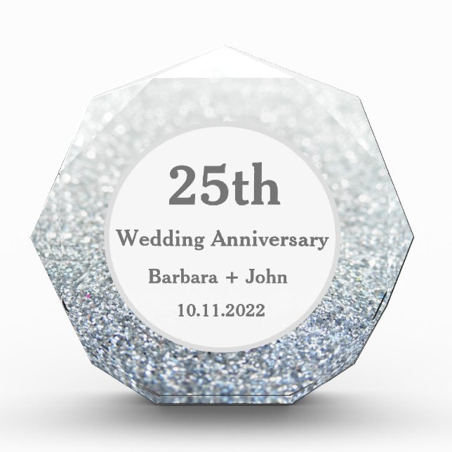 25th Silver Wedding Anniversary Sparkle Glam  Acry Acrylic Award (Front)