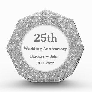 25th Silver Wedding Anniversary Sparkle Glam  Acrylic Award