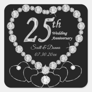 25th Silver Wedding Anniversary Square Sticker