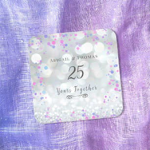25th Silver Wedding Anniversary Square Sticker