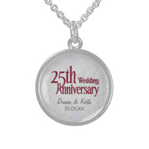 25th Silver Wedding Anniversary Sterling Silver Necklace