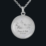 25th Silver Wedding Anniversary Sterling Silver Necklace<br><div class="desc">Sterling Silver necklace has 25th Anniversary typography style text art. Customize names and Anniversary date.</div>