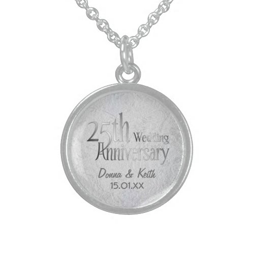 25th Silver Wedding Anniversary Sterling Silver Necklace