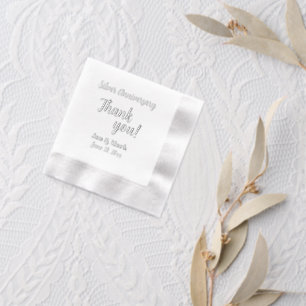 25th Silver Wedding Anniversary Stylized Thank You Foil Napkins