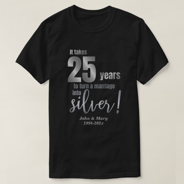 25th Silver Wedding Anniversary T-Shirt | Zazzle