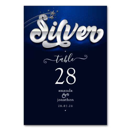25th Silver Wedding Anniversary Table Number