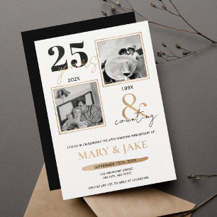 25th Silver Wedding Anniversary Then & Now 25 Invitation