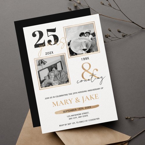 25th Silver Wedding Anniversary Then  Now 25 Invitation
