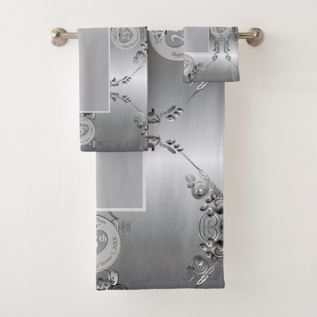 25th Silver Wedding Anniversary Towel (Insitu)