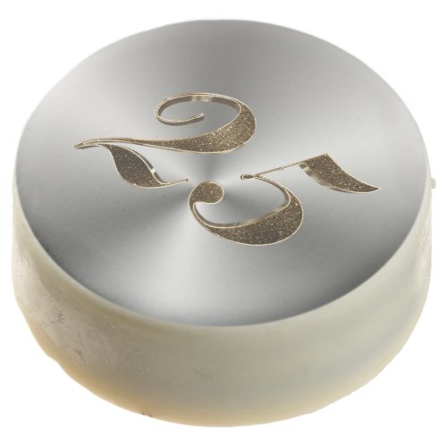 25th Silver Wedding Anniversary Typography Elegant Chocolate Covered Oreo