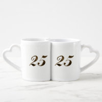 25th Silver Wedding Anniversary Typography Elegant Coffee Mug Set