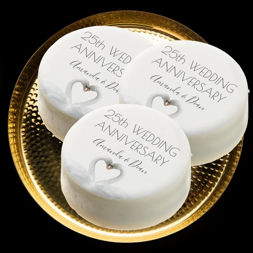 25th silver wedding anniversary white swans love chocolate covered oreo