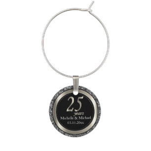 25th Silver Wedding Anniversary Wine Charm