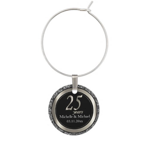 25th Silver Wedding Anniversary Wine Charm