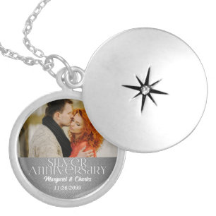 25th Silver Wedding Annivsersary Custom Photo Plated Necklace
