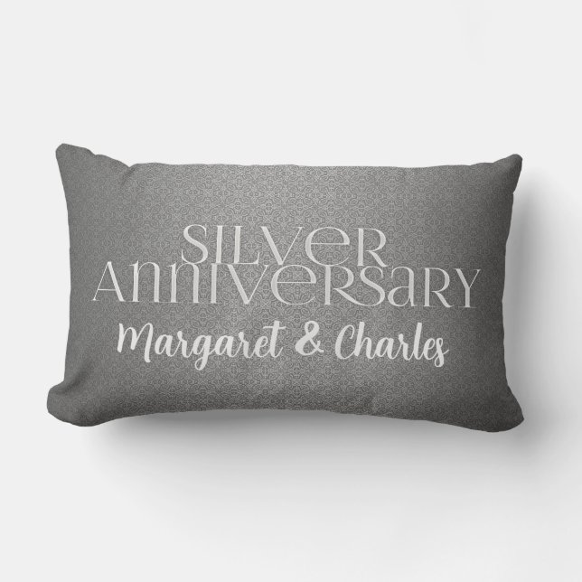 25th Silver Wedding Annivsersary Name and Year Lumbar Pillow (Front)