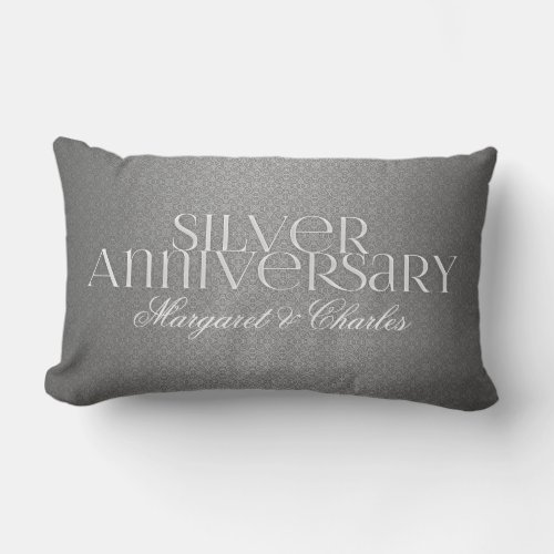 25th Silver Wedding Annivsersary Photo Lumbar Pillow