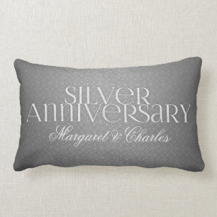 25th Silver Wedding Annivsersary Photo Lumbar Pillow