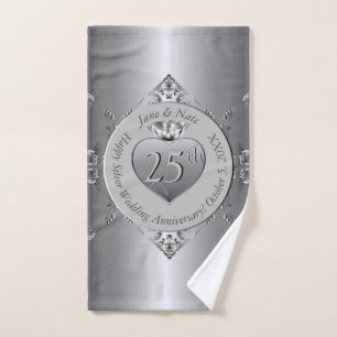 25th Silvery Wedding Anniversary Bath Towel Set