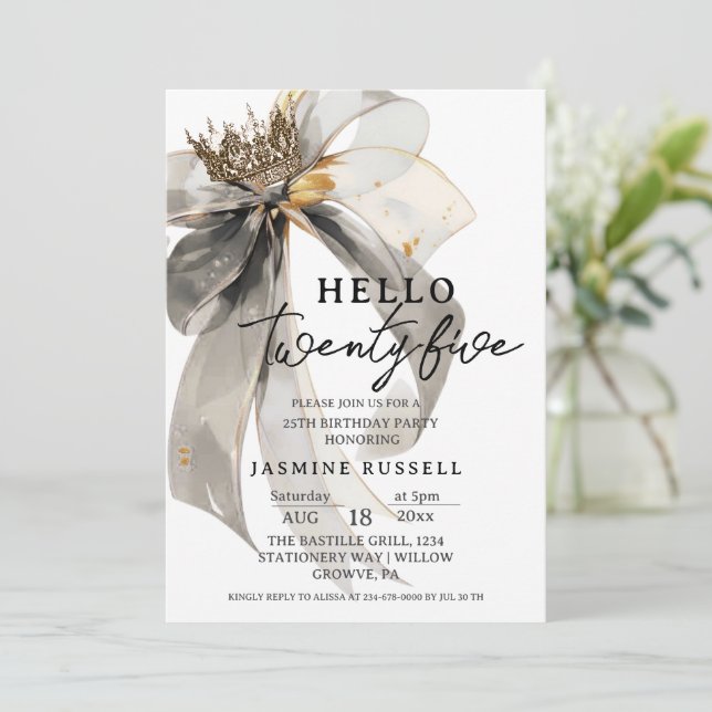 25th Twenty-five Birthday Party Women Invitation (Standing Front)