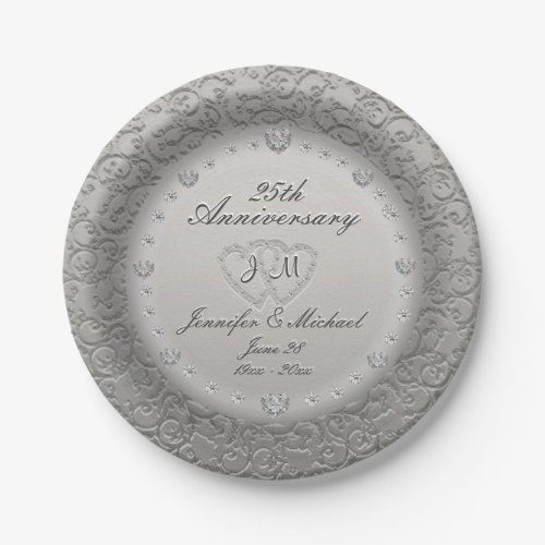 25th Wedding Anniverary Paper Plates