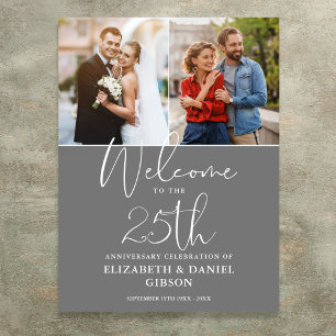 25th Wedding Anniversary 2 Photo Welcome Sign