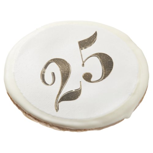 25th Wedding Anniversary Birthday Gold Typography Sugar Cookie