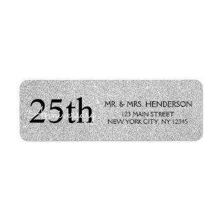 25th Wedding Anniversary Black and Gold Sparkle Label