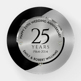 25th wedding anniversary black and silver 2 paperweight