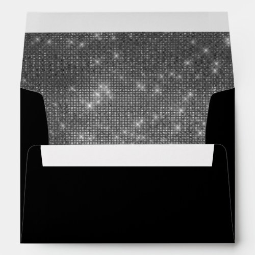 25th Wedding Anniversary Black and Silver Sparkle Envelope