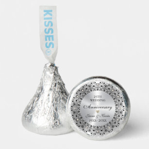 25th Wedding Anniversary BlackMandala On Silver Hershey®'s Kisses®